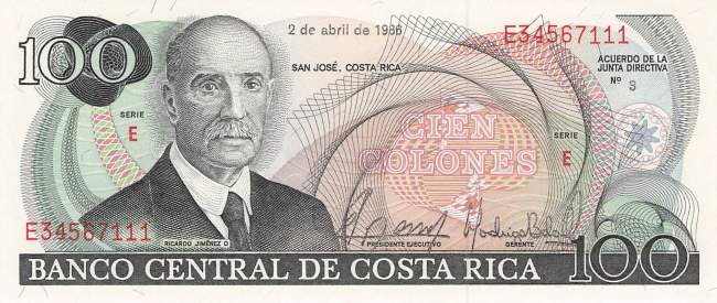 100 Colones Costa Rica 2.4.1986